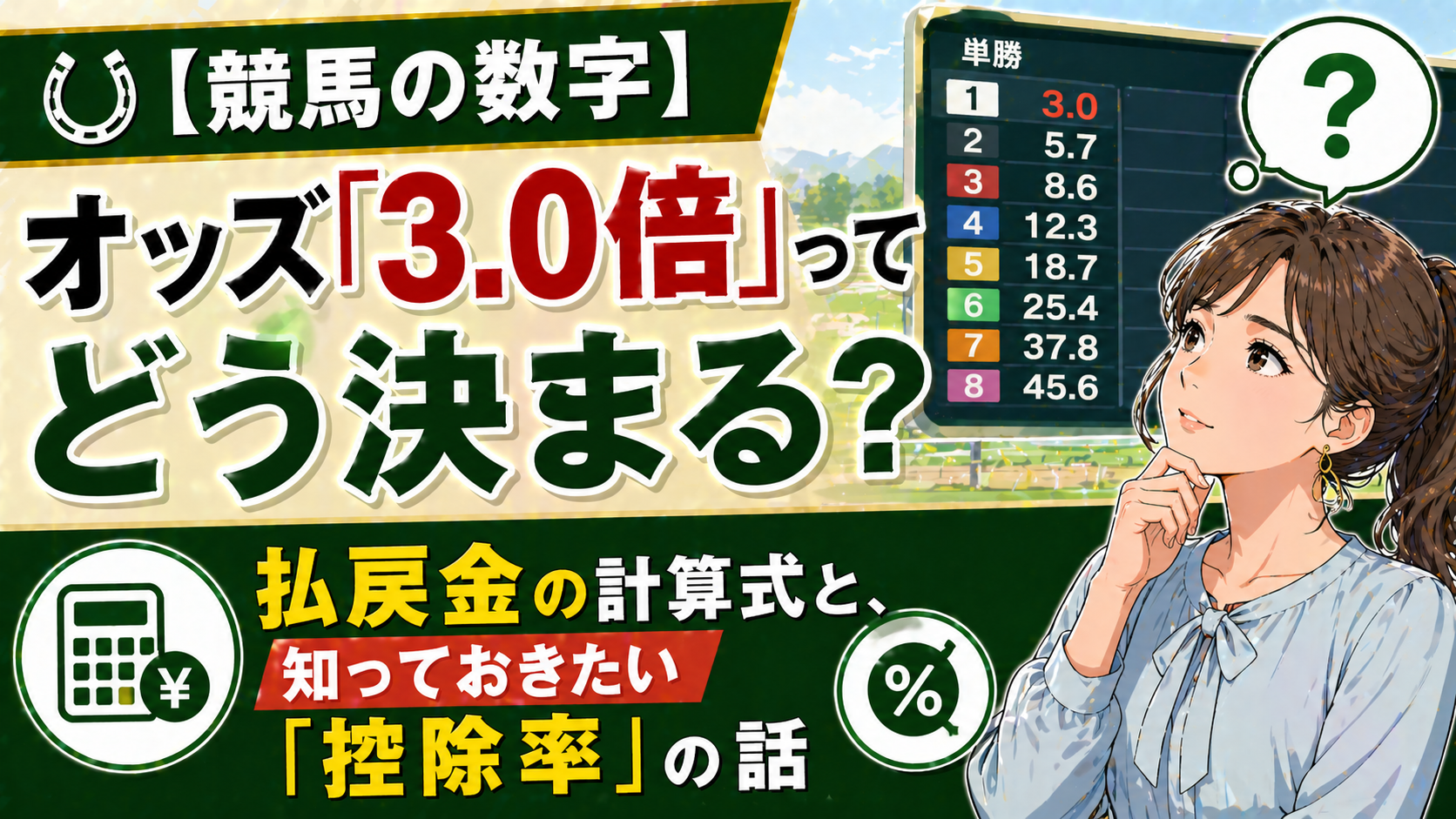 【競馬の数字】オッズ「3.0倍」ってどう決まる？払戻金の計算式と、知っておきたい「控除率」の話