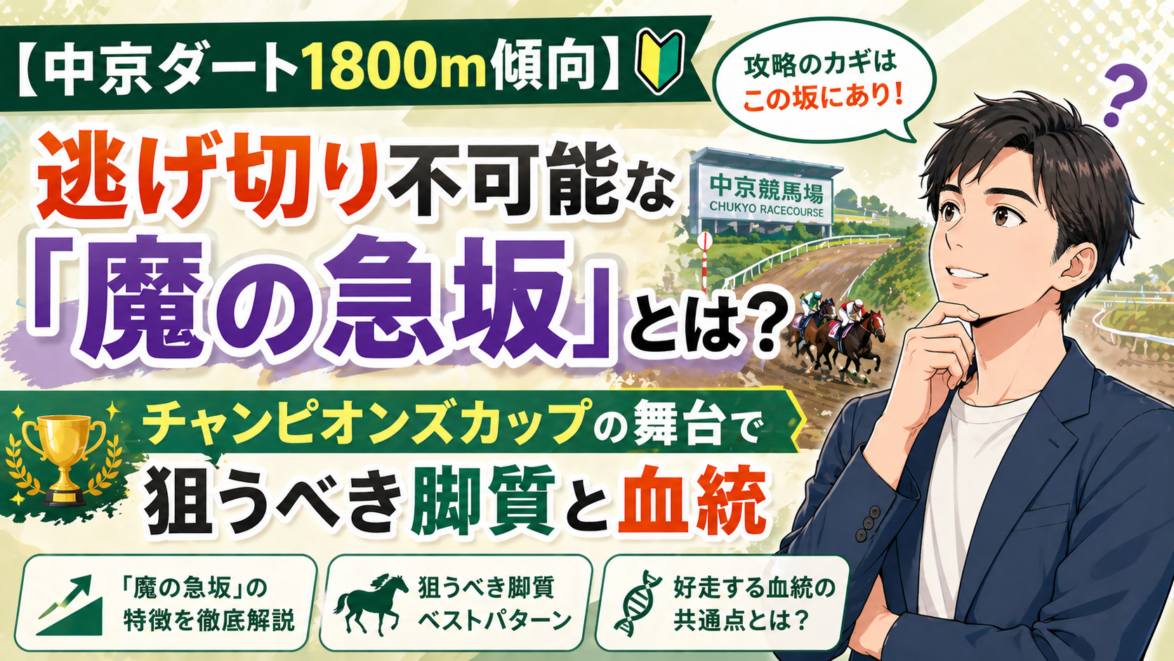【中京ダート1800m傾向】逃げ切り不可能な「魔の急坂」とは？チャンピオンズカップの舞台で狙うべき脚質と血統